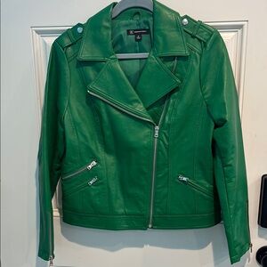 INC International Concepts Vibrant Green Leather Jacket
